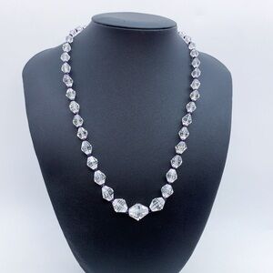 Elegant Crystal Beaded Necklace With Silver Clasp